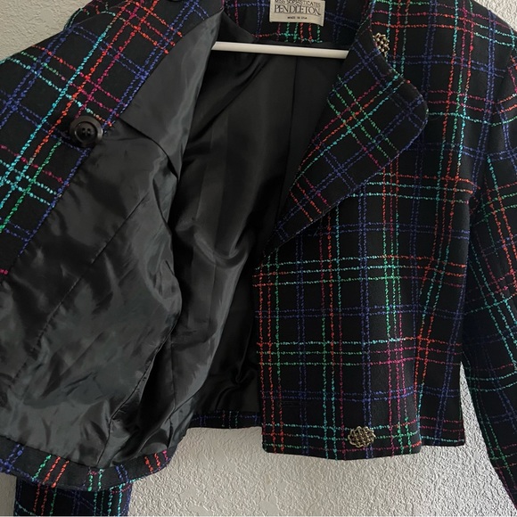 Vintage Pendleton multicolor plaid cropped blazer - Picture 5 of 7